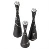 Fabulaxe Marble Resin Candle Holders, Set of 3 Exquisite Decorative Taper Candlesticks, Elegant Accent, Black QI004063.BK.3